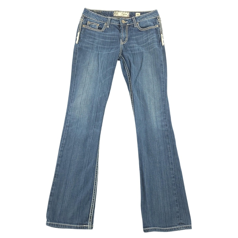 BKE Payton Jeans Womens 28L Blue Medium Wash Low Rise Bootcut Stretch Denim